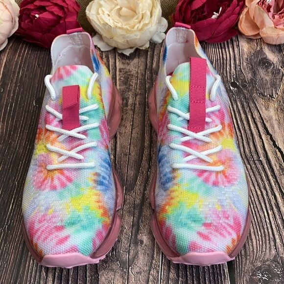 NEW Bubble Air Cushion Lace Up Knitted multi-Color (Tie-Died) Sneaker - Picture 3 of 9
